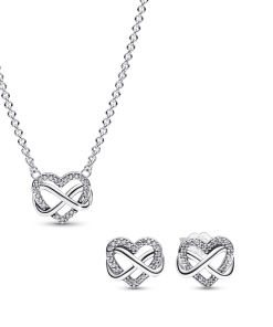 Sparkling Infinity Heart Necklace Set