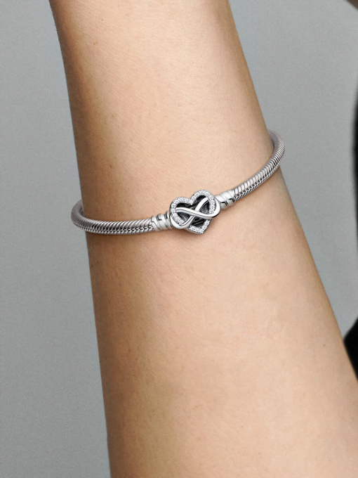 Pandora Moments Sparkling Infinity Heart Clasp Snake Chain Bracelet - Image 2