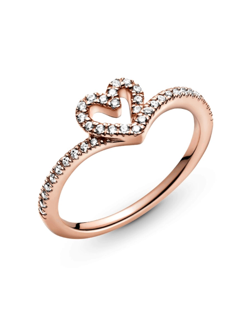 Sparkling Wishbone Heart Ring - Image 7