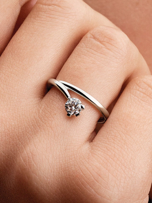 Pandora Nova 14k White Gold Lab-grown Diamond Asymmetric Ring - Image 2