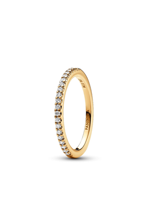 Playful Love Golden Elevated Heart Sparkling Band Ring Set - Image 3