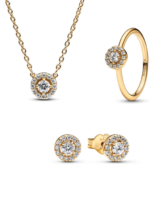 Golden Pave Halo Jewelry Set - Image 2
