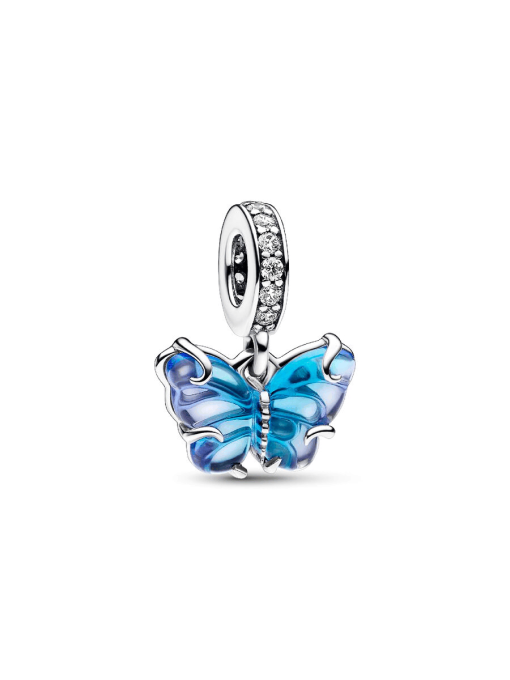 Blue Murano Glass Butterfly Dangle Charm