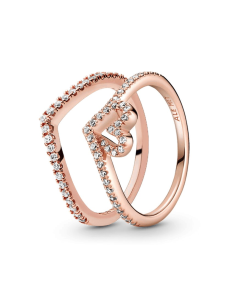 Full of Love and Sparkle Wishbone Ring Set