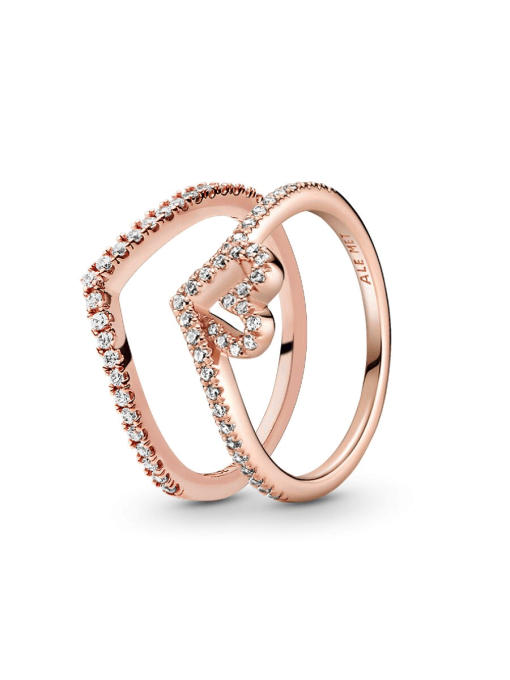 Full of Love and Sparkle Wishbone Ring Set