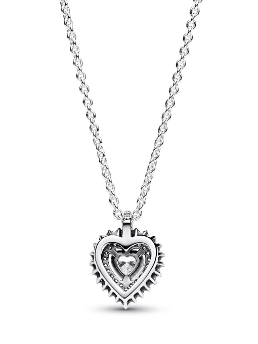 Sparkling Heart Halo Pendant Necklace - Image 3