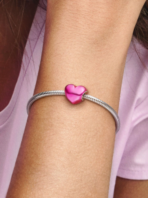 Metallic Pink Heart Charm - Image 2
