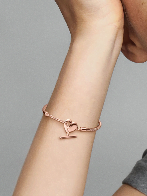 Pandora Moments Heart T-Bar Snake Chain Bracelet - Image 2