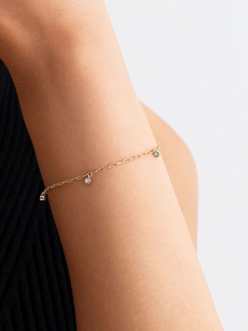 Pandora Era Bezel Lab-Grown Diamond Dangle Paperclip Chain Bracelet - Image 4