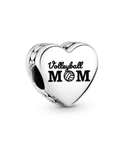 Engravable Volleyball Mom Heart Charm