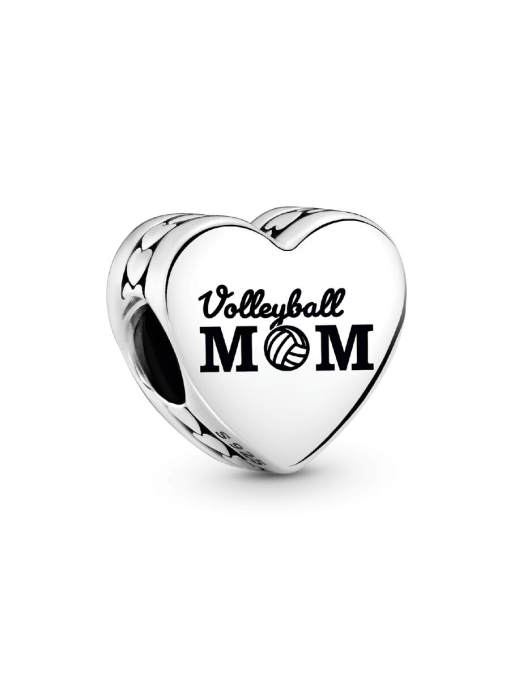 Engravable Volleyball Mom Heart Charm
