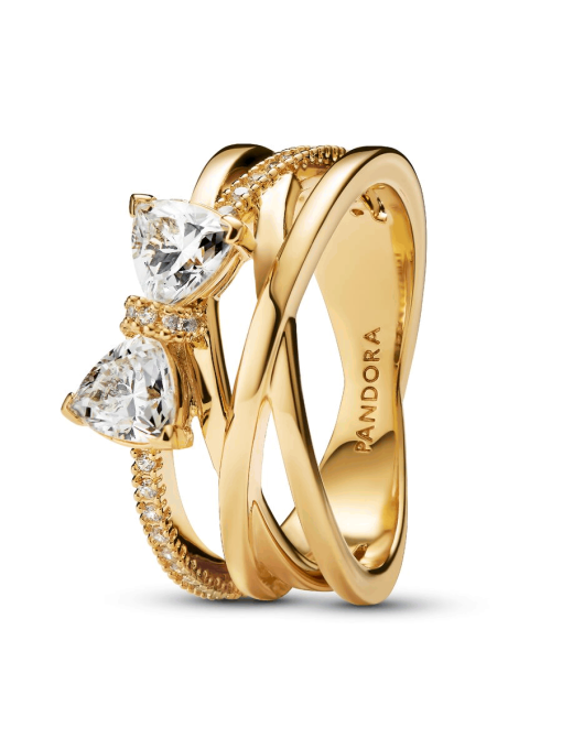Sparkling Bow & Crossover Band Ring - Image 3
