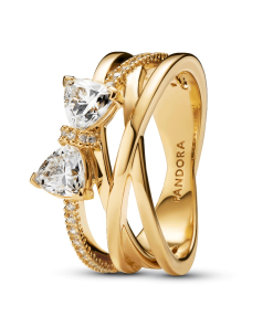 Sparkling Bow & Crossover Band Ring