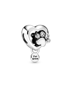 Sparkling Paw Print & Heart Charm
