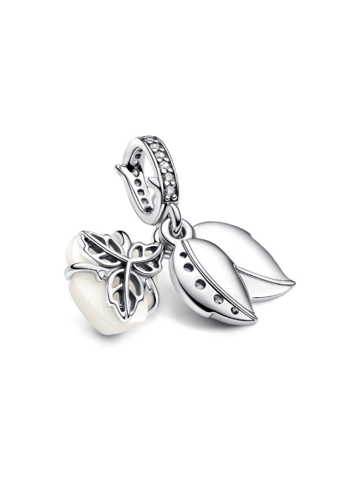 White Rose in Bloom Double Dangle Charm - Image 8