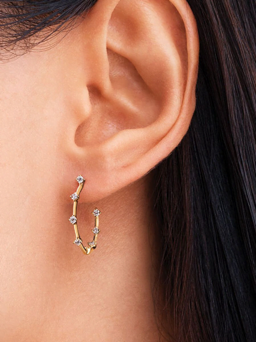 Pandora Era Lab-Grown Diamond Station Hoop Earrings - Image 2