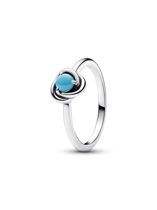 December Turquoise Blue Eternity Circle Ring - Image 3
