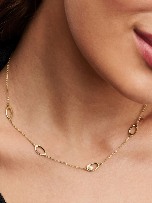 Organically Shaped Oval & Treated Freshwater Cultured Pearl Necklace - Image 2