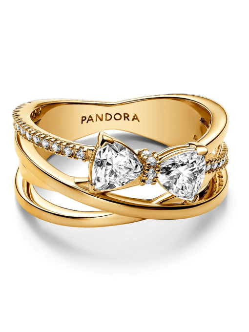 Sparkling Bow & Crossover Band Ring - Image 5