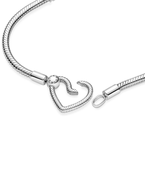 Pandora Moments Heart Closure Snake Chain Bracelet - Image 6