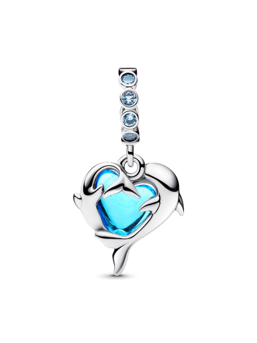 Blue Murano Glass Dolphins Dangle Charm - Image 7