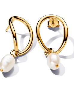 Organically Shaped Circle & Baroque Treated Freshwater Cultured Pearl Earrings