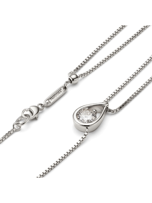 Pandora Infinite 14k White Gold Lab-grown Diamond Double Chain Collier Necklace - Image 6