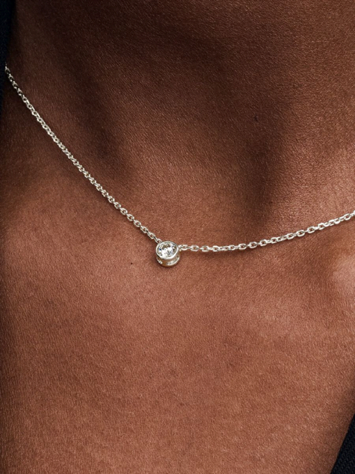 Pandora Era Bezel Sterling Silver Lab-grown Diamond Pendant Necklace - Image 2