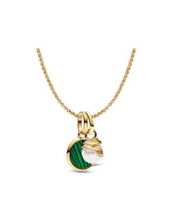 Green Engravable Mini Medallion Charm Necklace Set