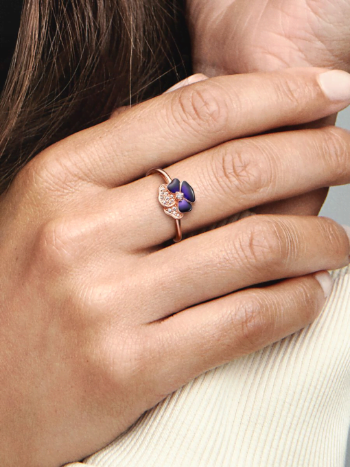 FINAL SALE - Deep Purple Pansy Flower Ring - Image 2