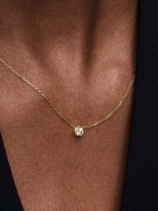 Pandora Era Bezel 14k Gold Lab-grown Diamond Pendant Necklace - Image 2