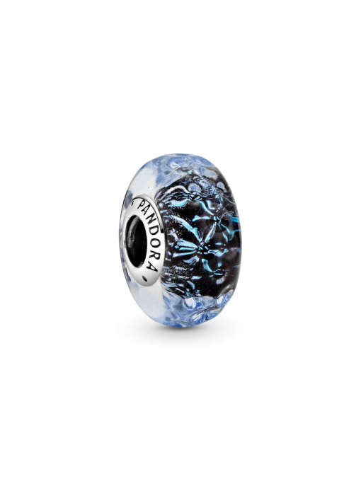 Wavy Dark Blue Murano Glass Ocean Charm