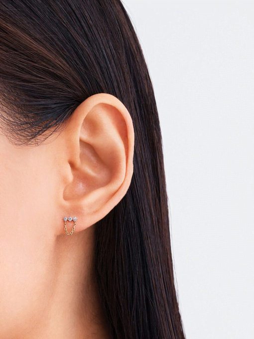 Pandora Era Lab-Grown Diamond Trio Chain Stud Earrings - Image 4