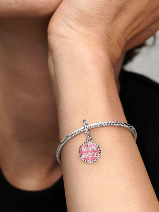 Pink Birthday Cake Dangle Charm - Image 2