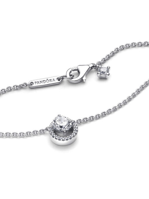 Sparkling Round Halo Pendant Collier Necklace - Image 5