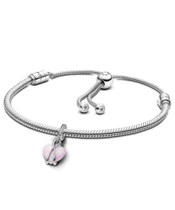 Mom Opalescent Heart Dangle Charm Bracelet Set