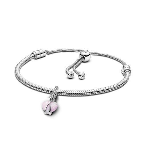 Mom Opalescent Heart Dangle Charm Bracelet Set