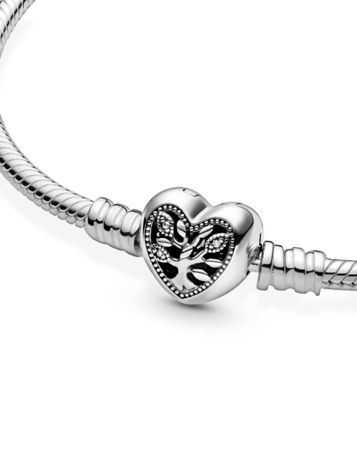 Pandora Moments Family Tree Heart Clasp Snake Chain Bracelet - Image 7