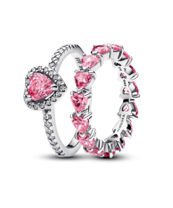 Pink Heart to Hearts Ring Set