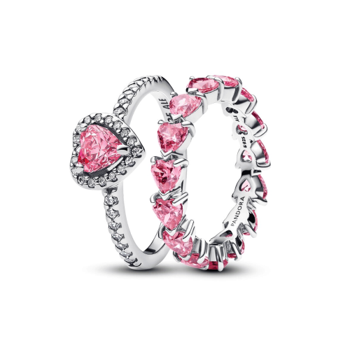 Pink Heart to Hearts Ring Set