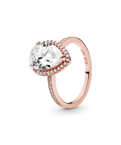 Sparkling Teardrop Halo Ring
