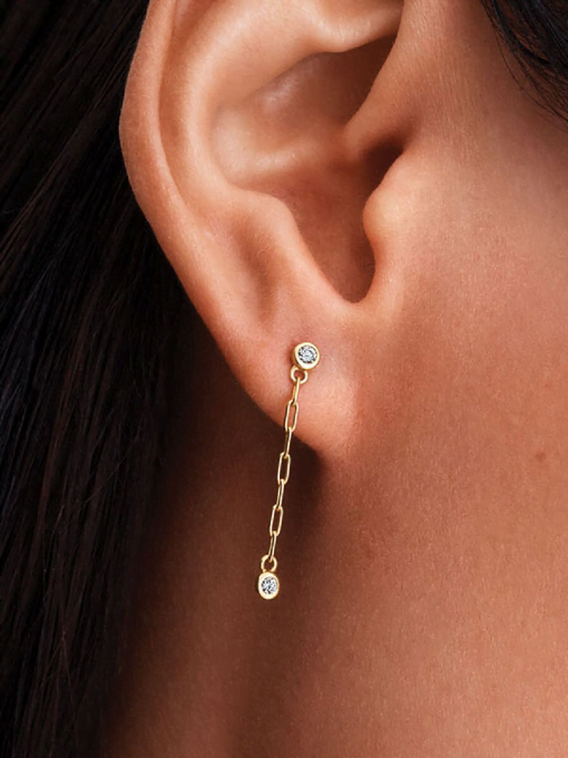 Pandora Era Bezel Lab-Grown Diamond Paperclip Chain Drop Earrings - Image 2