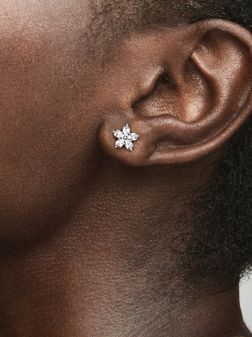 Sparkling Snowflake Stud Earrings - Image 2