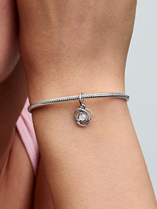 White Eternity Circle Dangle Charm - Image 2