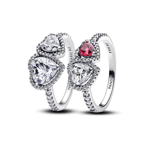 Sparkling Halo Hearts Ring Set - Image 2