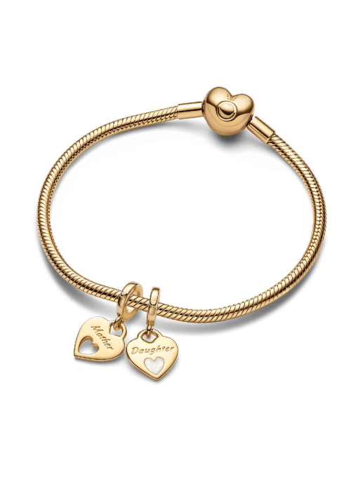 Mother-Daughter Splittable Heart Charm Bracelet Set