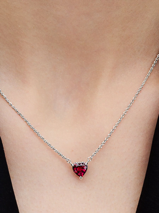 Sparkling Heart Halo Pendant Collier Necklace - Image 2