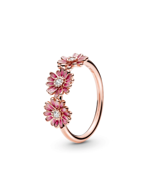 Pink Daisy Flower Trio Ring - Image 3