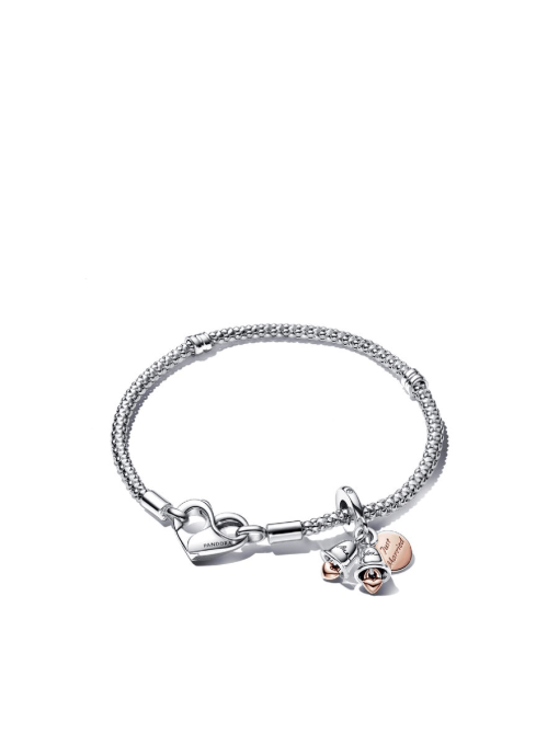 Just Married Two-Tone Wedding Bells Charm & Bracelet Set - Image 2