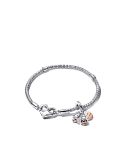 Just Married Two-Tone Wedding Bells Charm & Bracelet Set